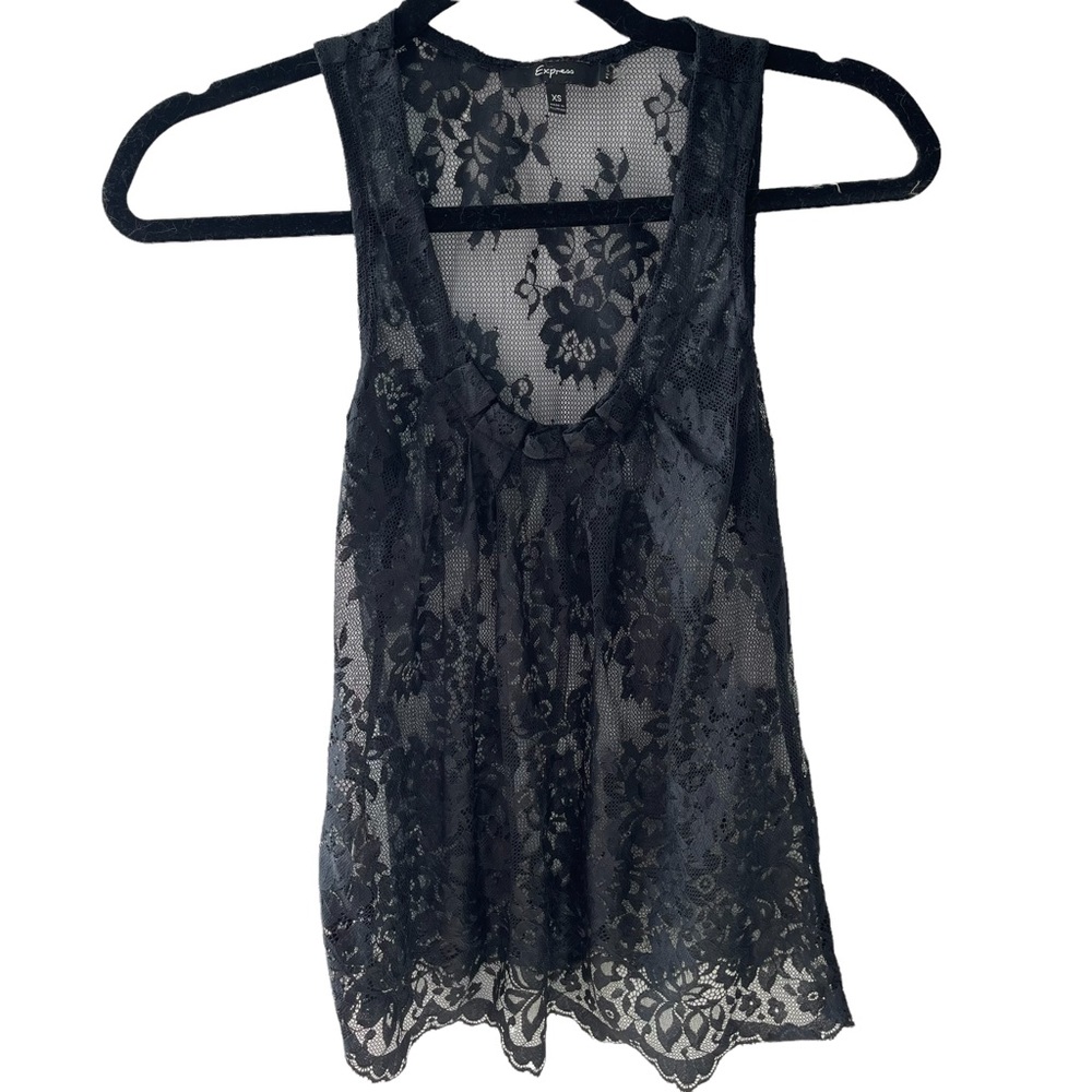 Express black floral lace tank top in size XS